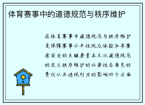 体育赛事中的道德规范与秩序维护